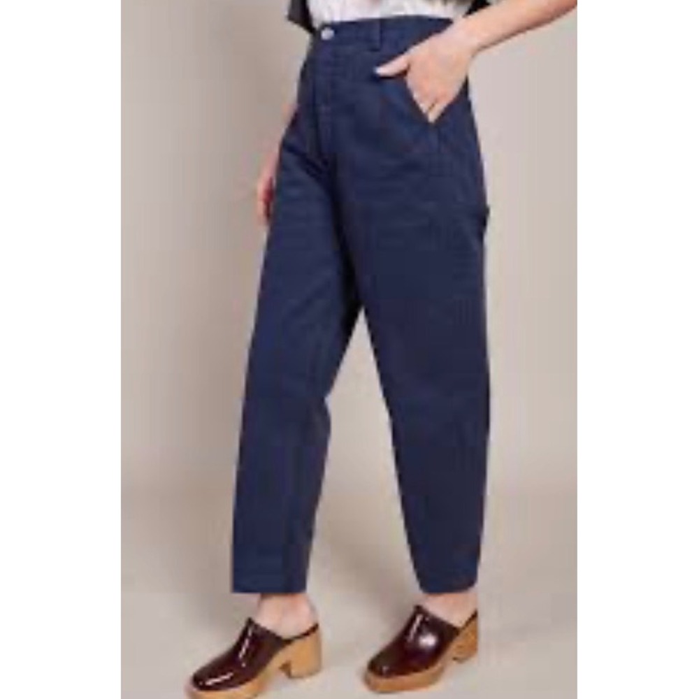Rachel Comey Pseudo Pant Navy Cotton Tapered High Rise Pants Size 2
